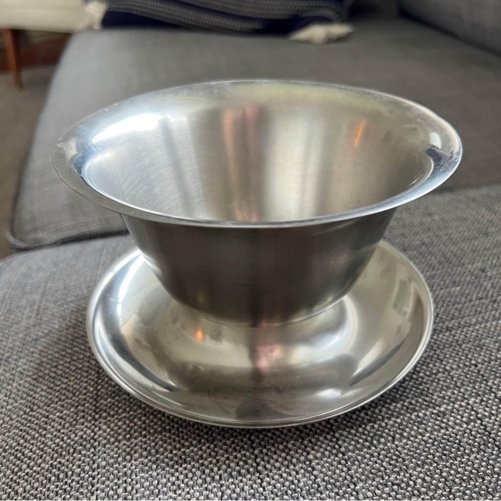 Vintage VOLLRATH #6206 Stainless Steel Gravy Boat with Spoon Rest